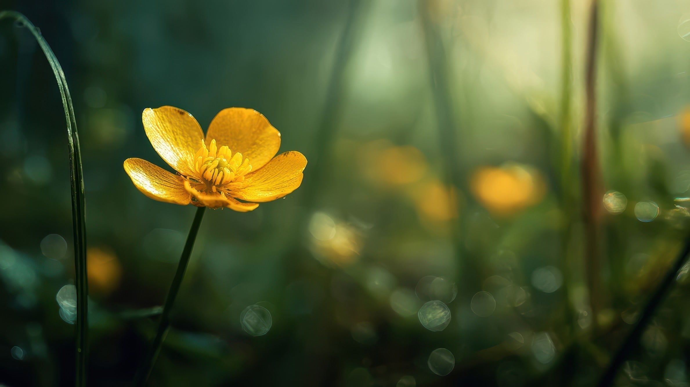 Evening primrose plant with yellow flowers blooming at dusk.