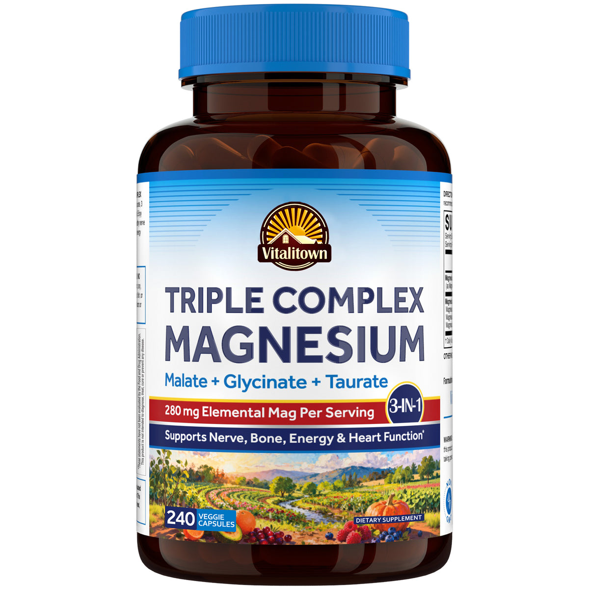 Vitalitown Triple Magnesium Complex with Malate Glycinate and Taurate 240 Vegetarian Capsules