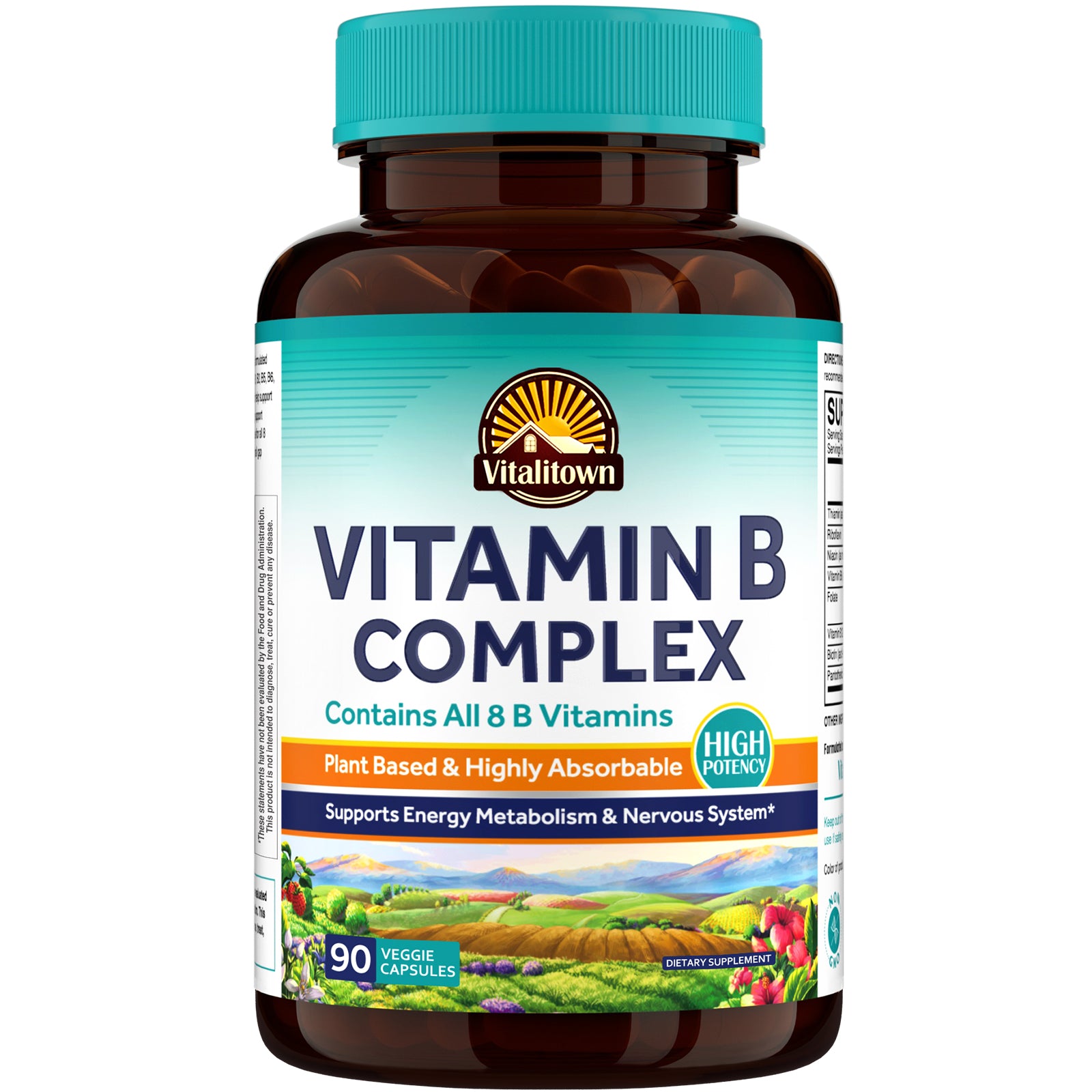 Vitalitown Vitamin B Complex Capsule for Women and Men Tissue-Ready All 8 B Vitamins 90 Capsules