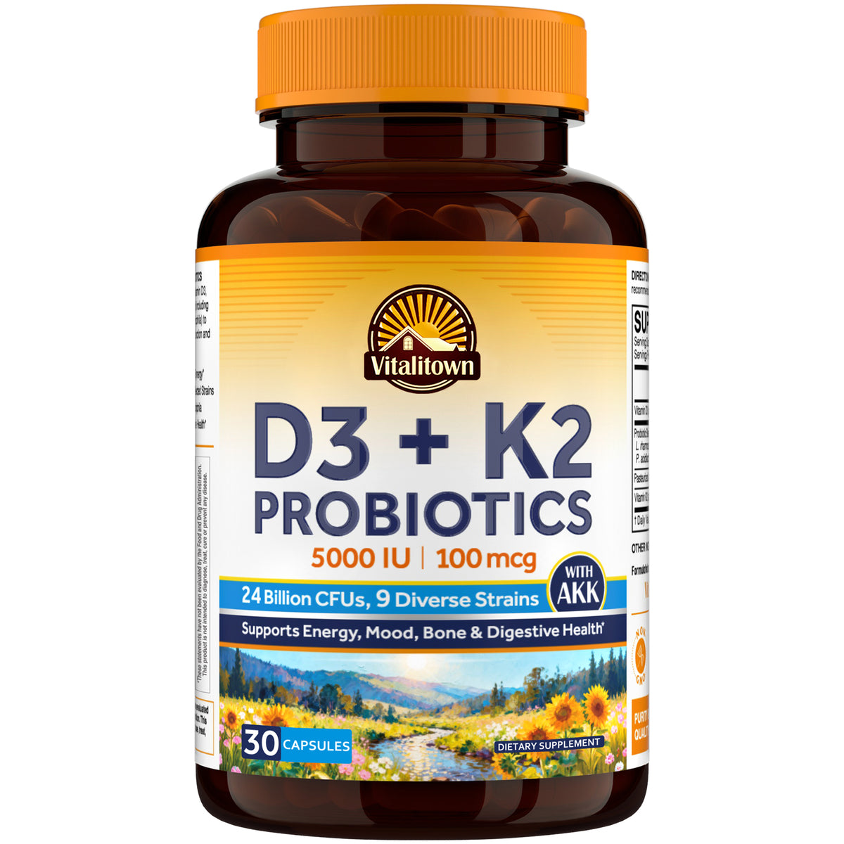Vitalitown D3 K2 Magnesium Glycinate Supports Bone Heart Immune and Nerve Health 120 Softgels