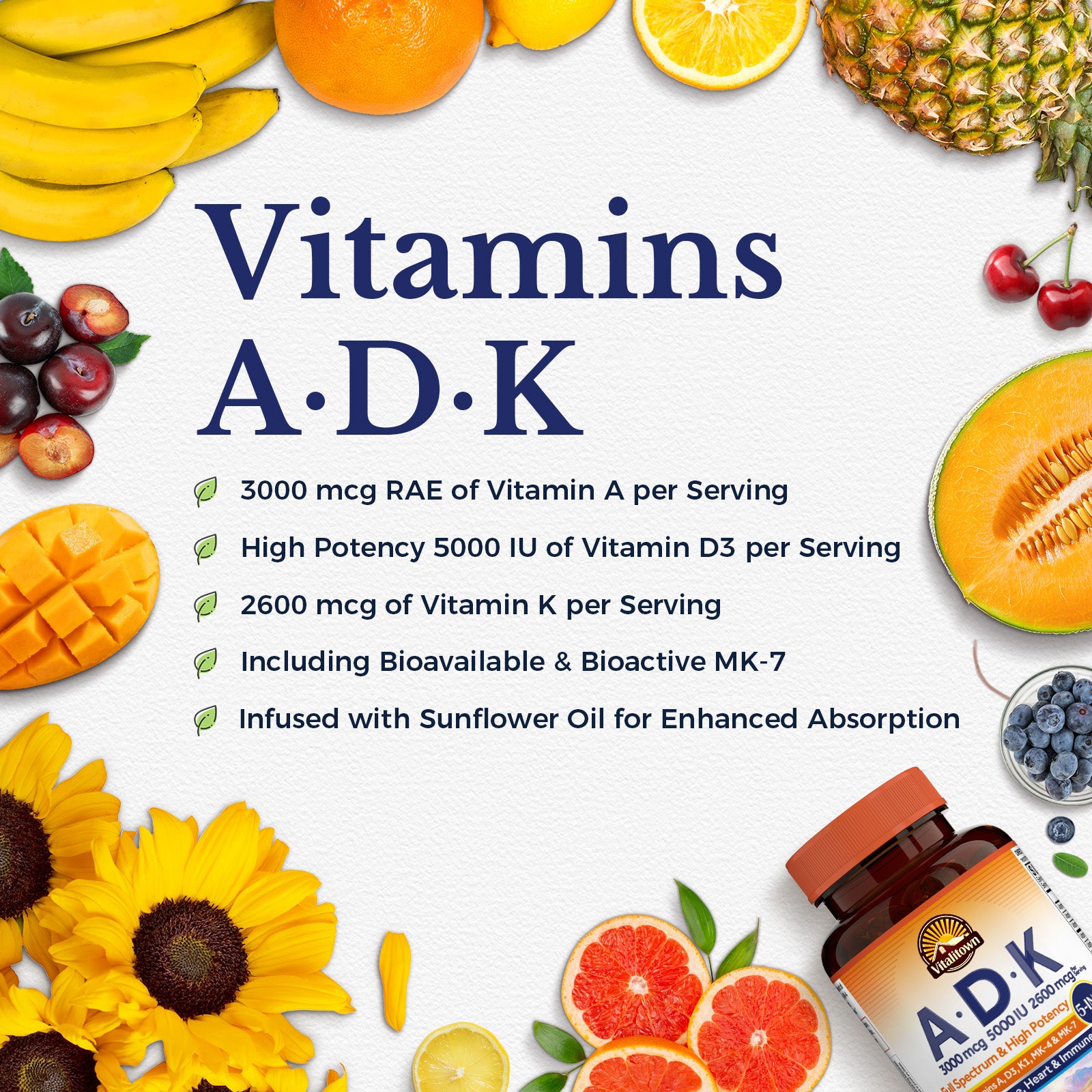 Featuring Vitamin K1 and K2 as MK-4 and Bioavailable MK-7. Oil-Based for Enhanced Absorption.