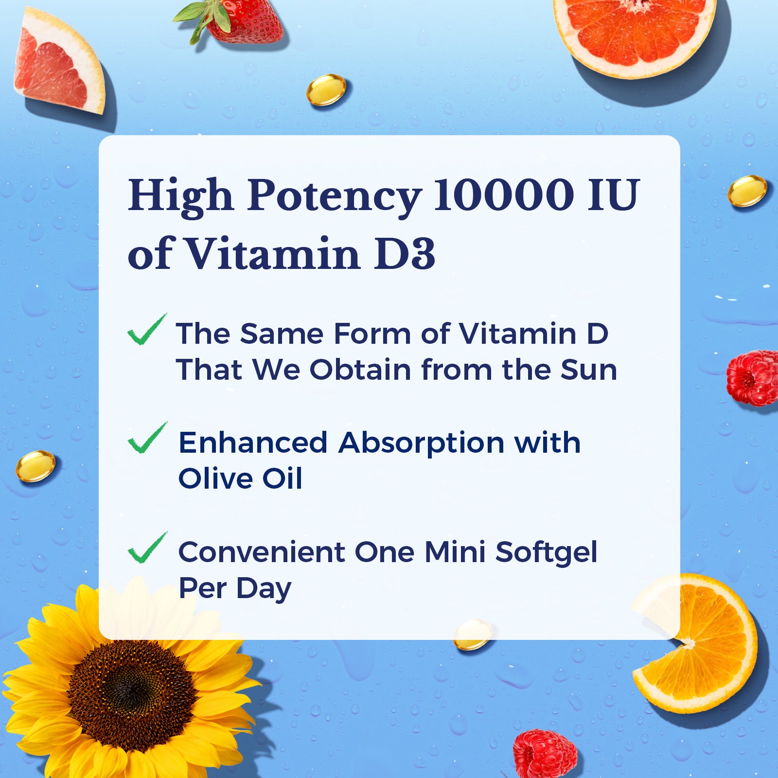 High Strength Naturally Bioactive Vitamin D3 with Olive Oil Supports Bone Immune Health