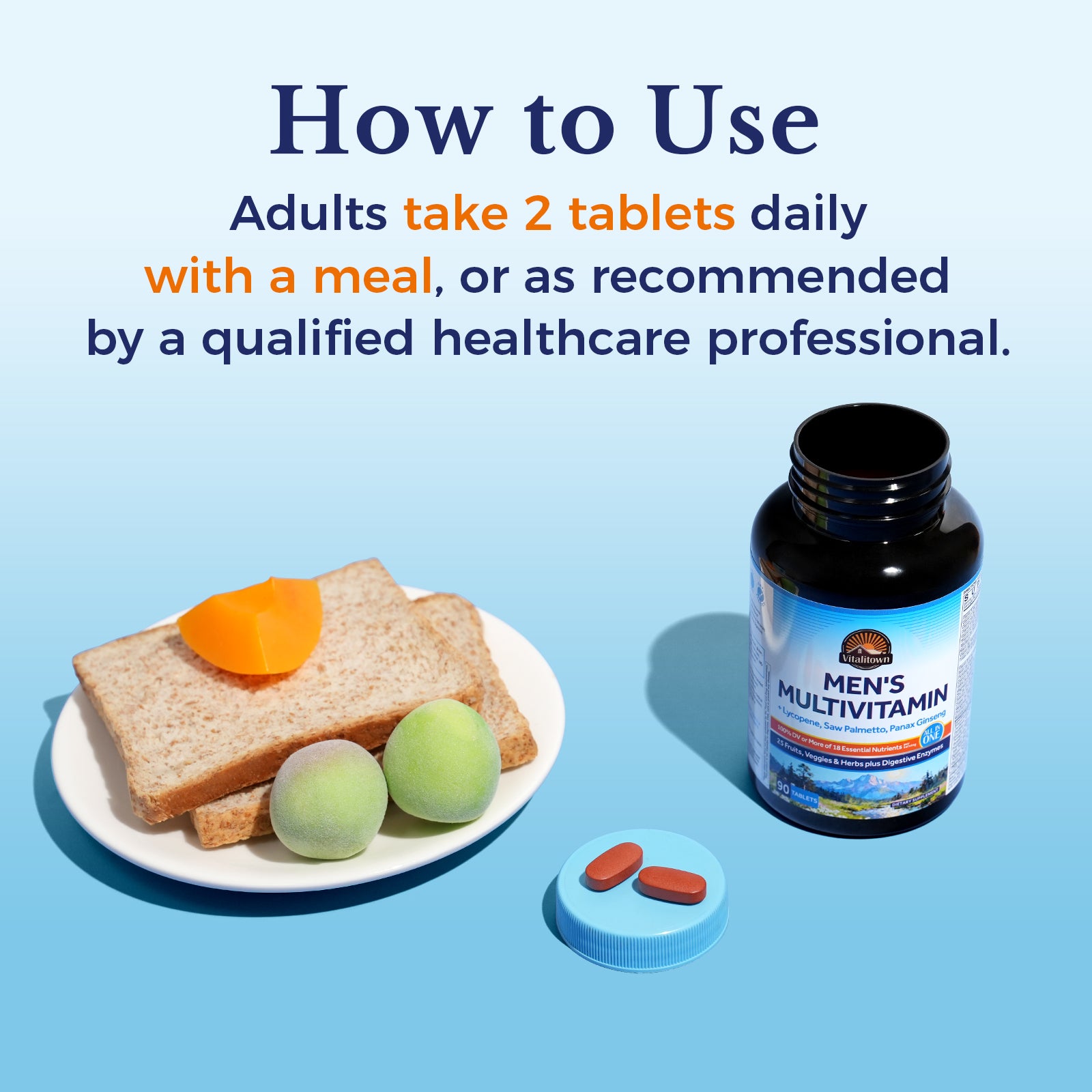 Adults Take Two Tablets Daily with a Meal