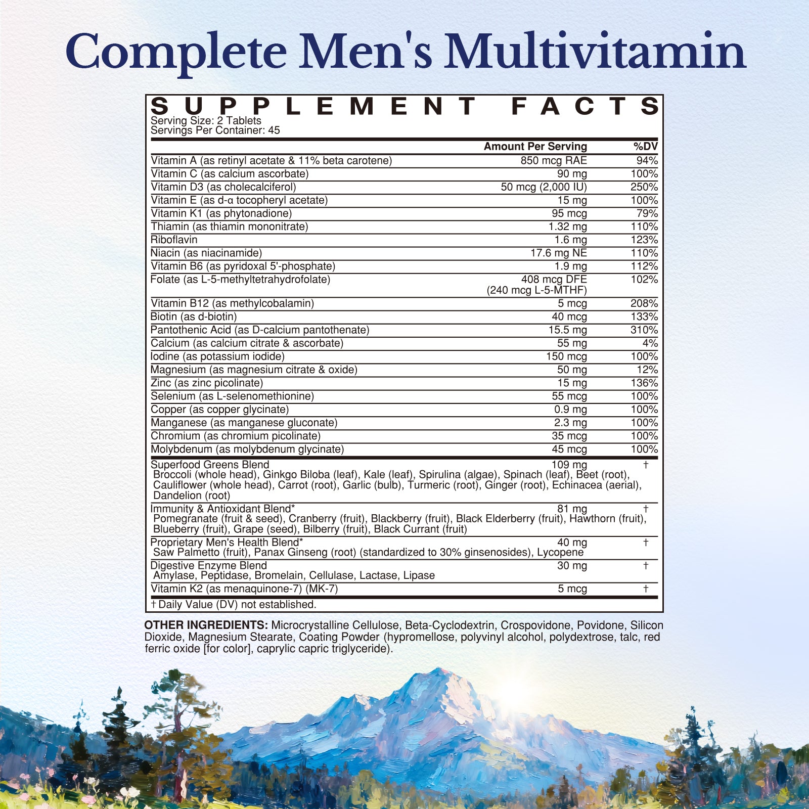 Vitalitown Men's Multivitamin Supplement Facts | Essential Vitamins & Minerals,  Fruits, Veggies, and Herbs - 90 Softgels