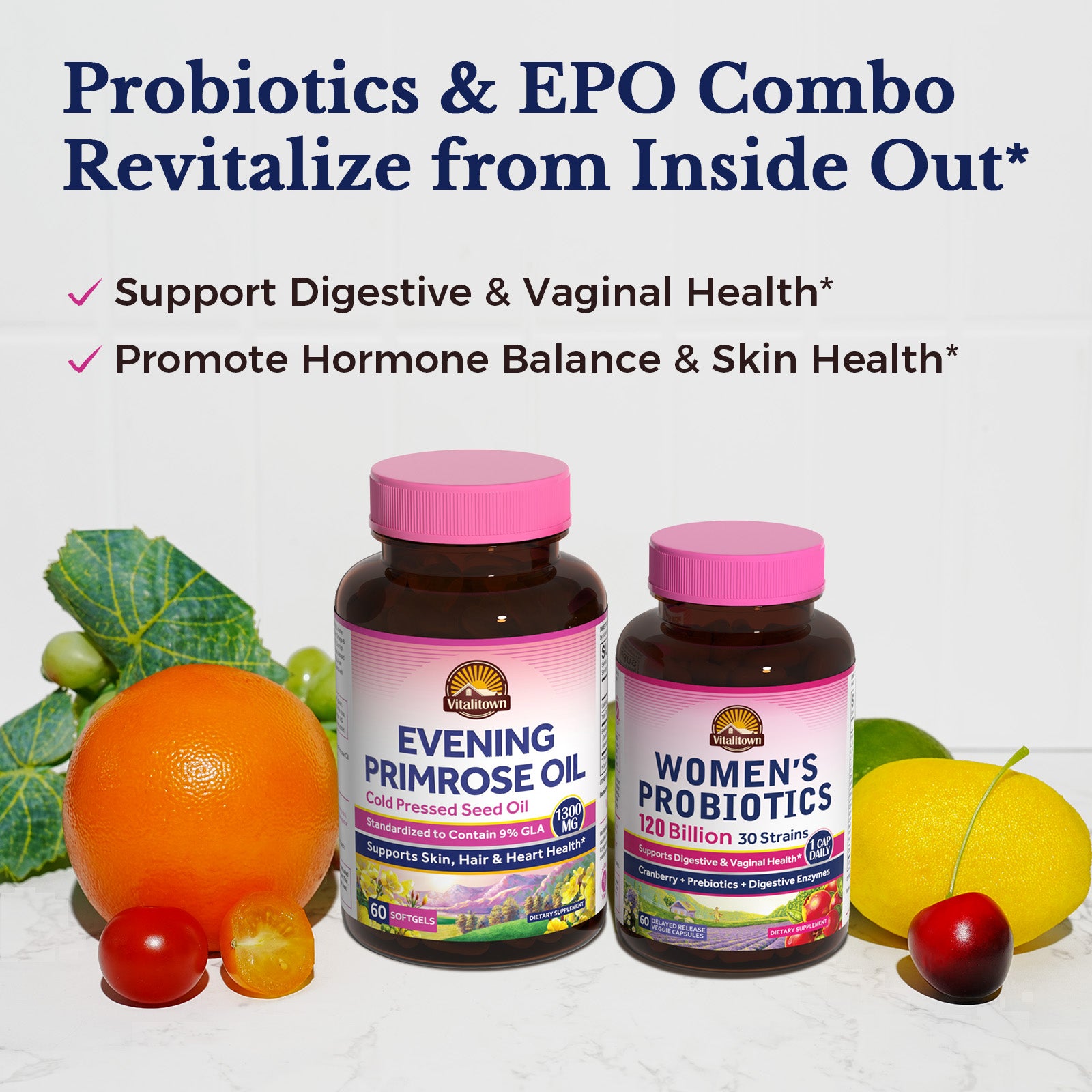 Evening Primrose Oil with Women's Probiotics support Digestive Health and Hormone Balance