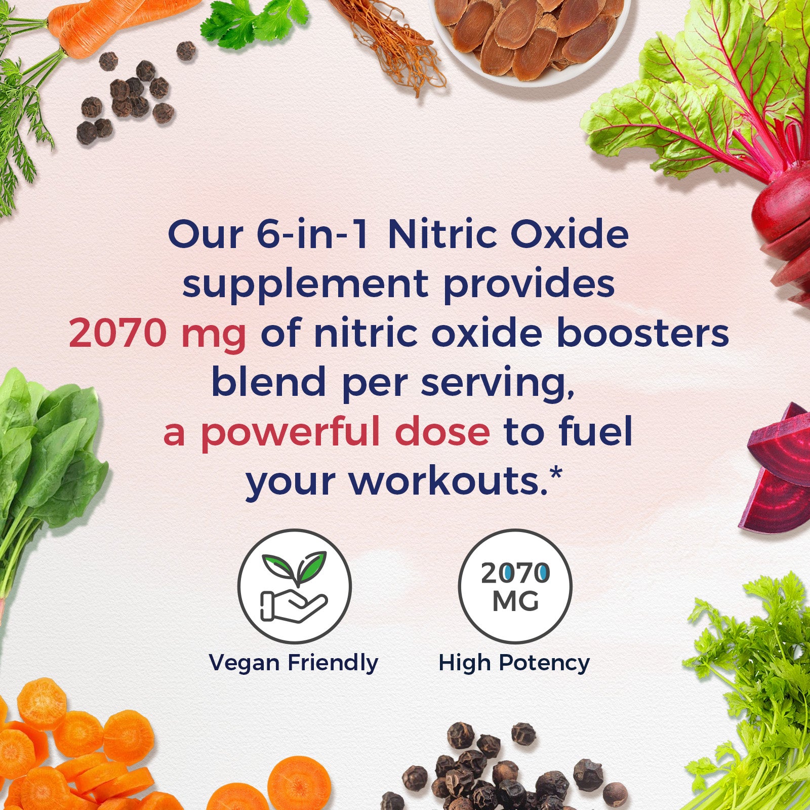 Vitalitown 6-In-1 Nitric Oxide Capsules High Potency Vegan friendly