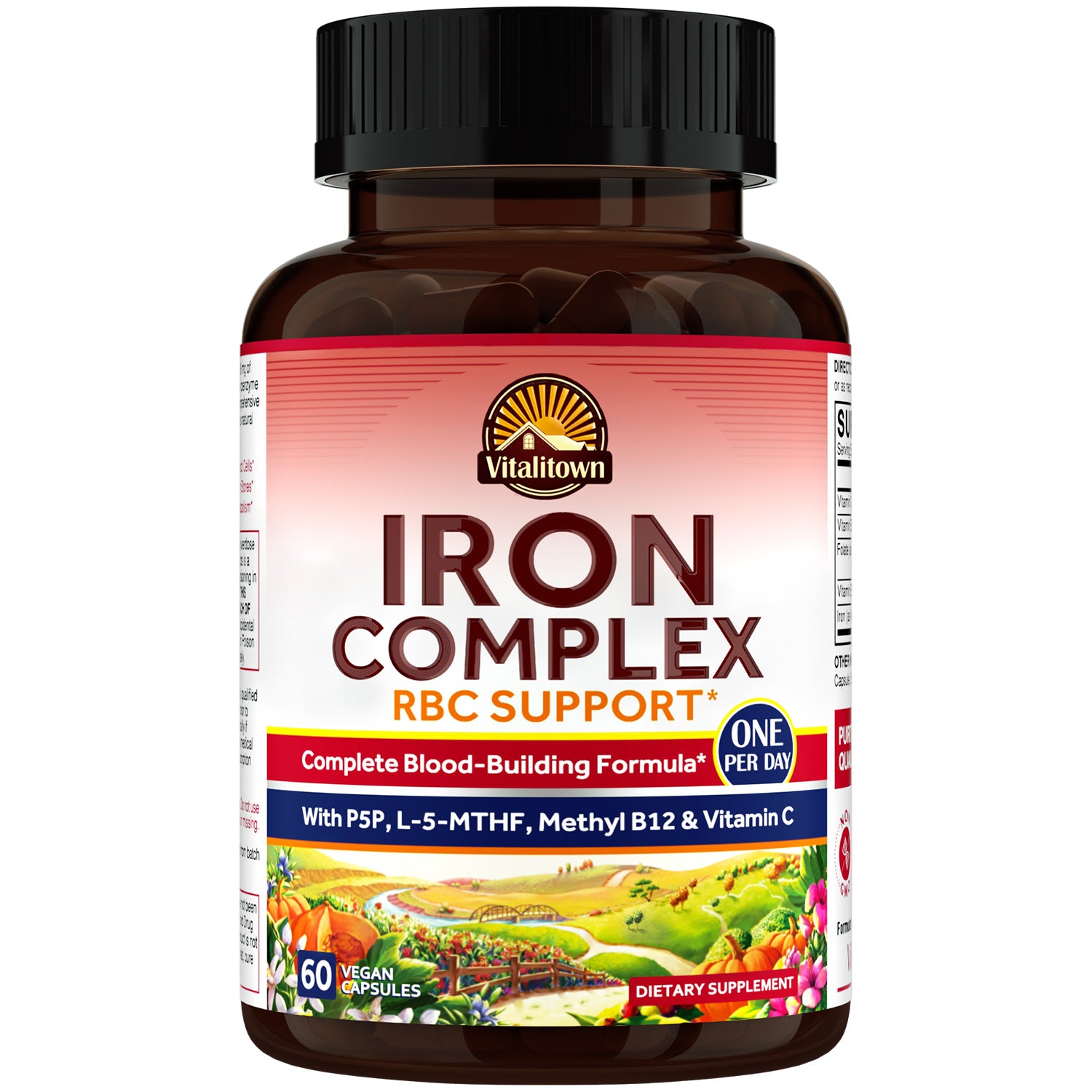 Vitalitown Iron Complex Capsules for Complete Blood-Building - 60 Count