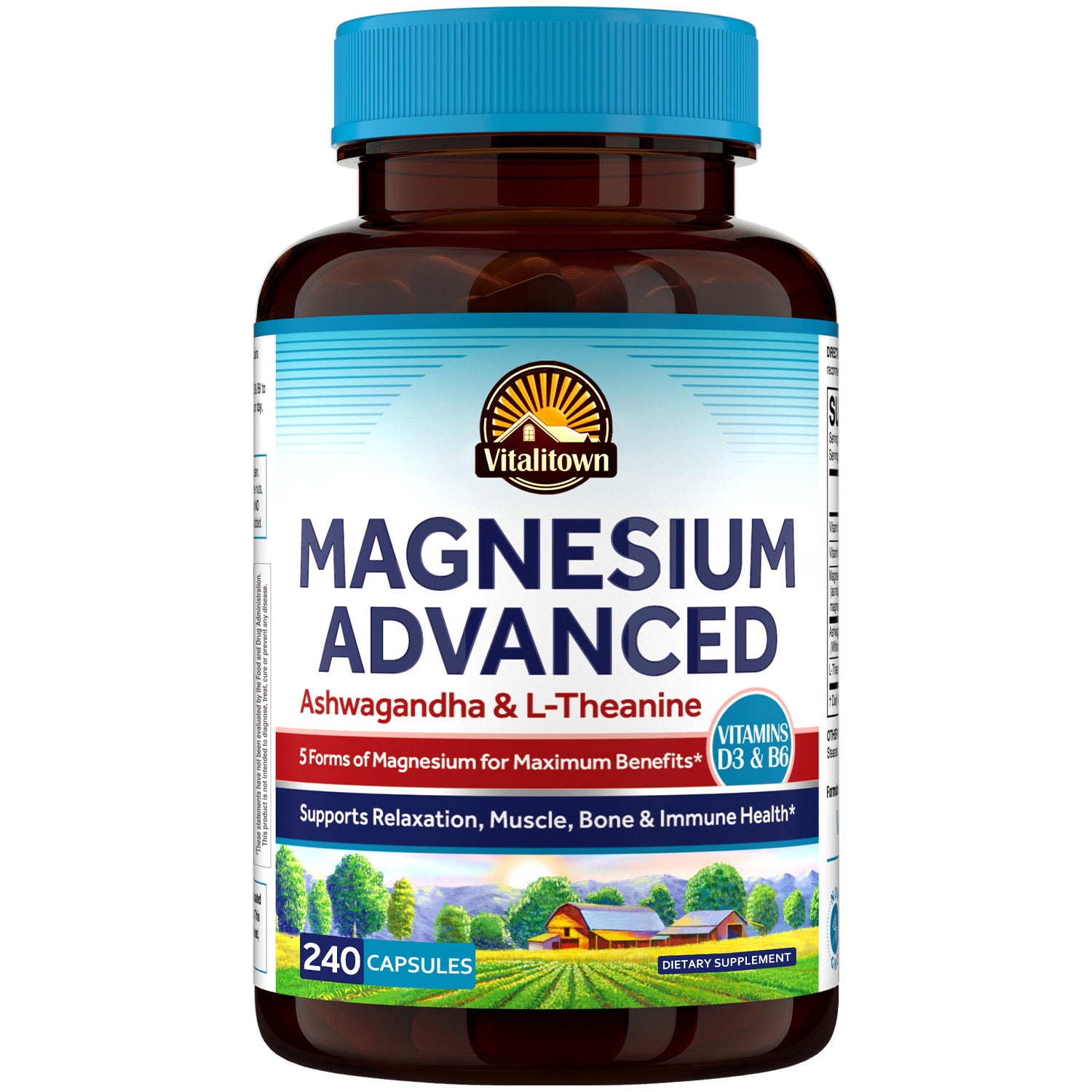 Vitalitown Magnesium Advanced Supplement Supports Relaxation Bone Immune Health - 240 Capsules