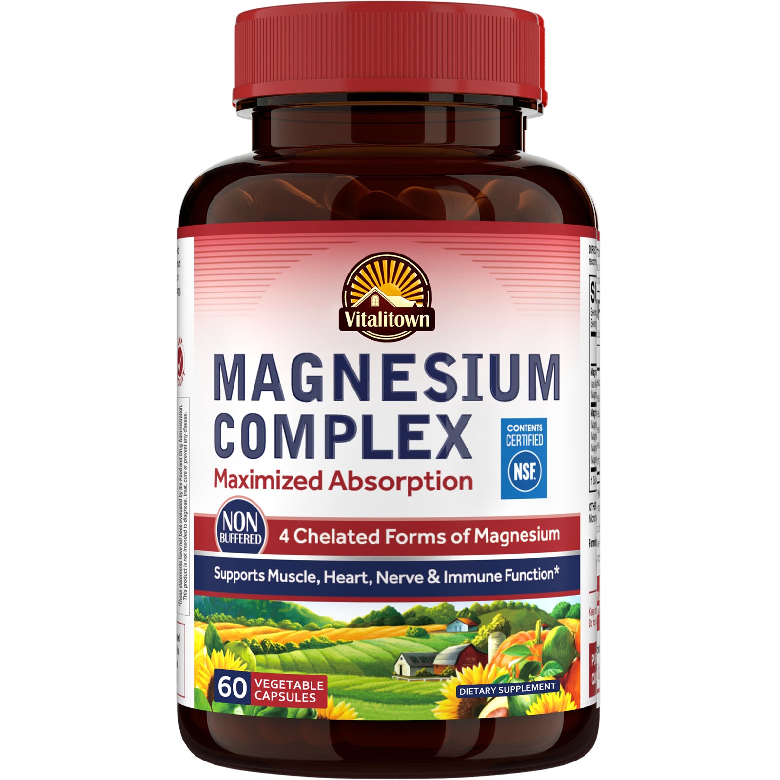 Vitalitown Magnesium Complex Supplement NSF Certified Supports Muscle Heart Nerve Immune Function - 60 Capsules