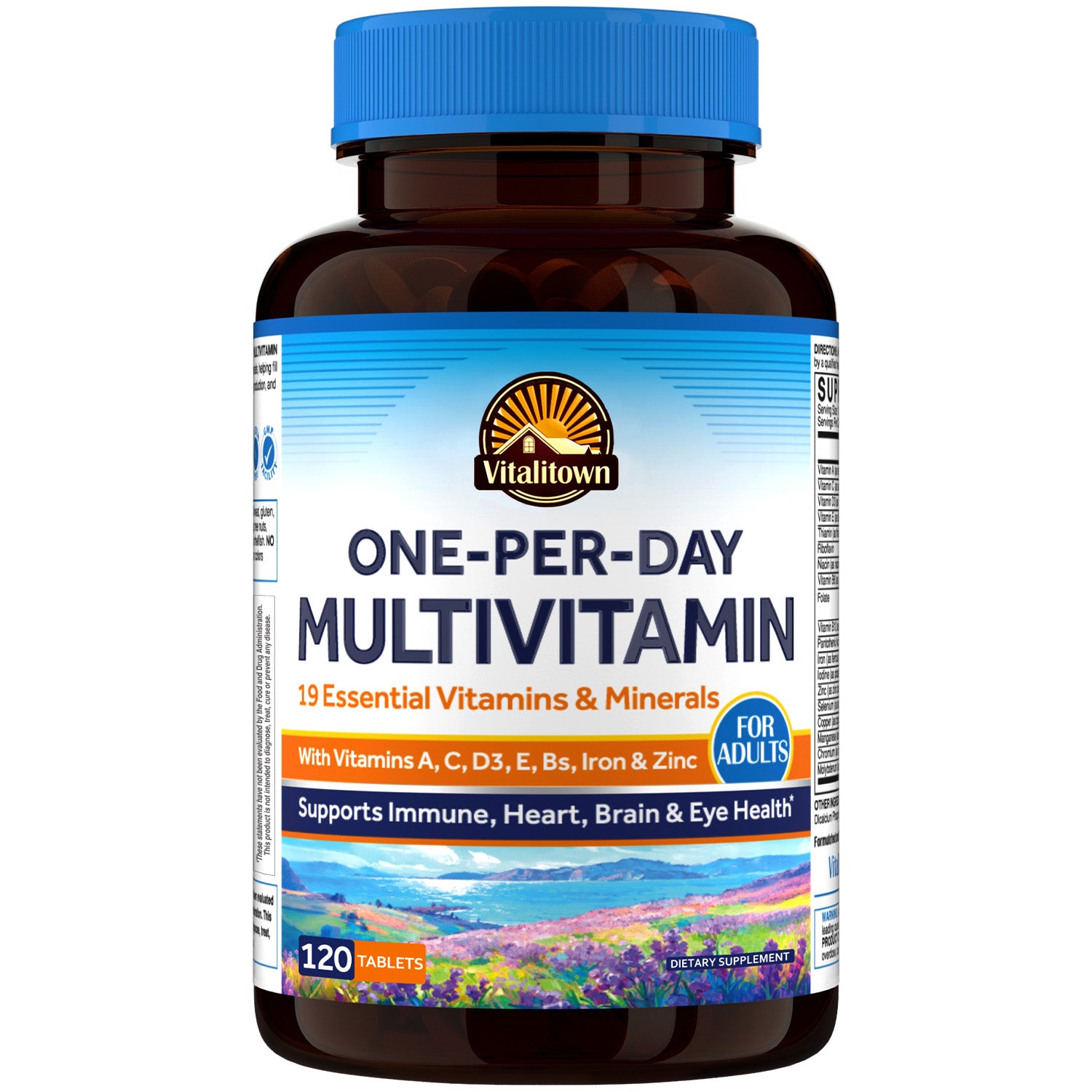 Vitalitown One Per Day Multivitamin Tablets contains 11 essential vitamins and 8 key trace minerals - 120 count