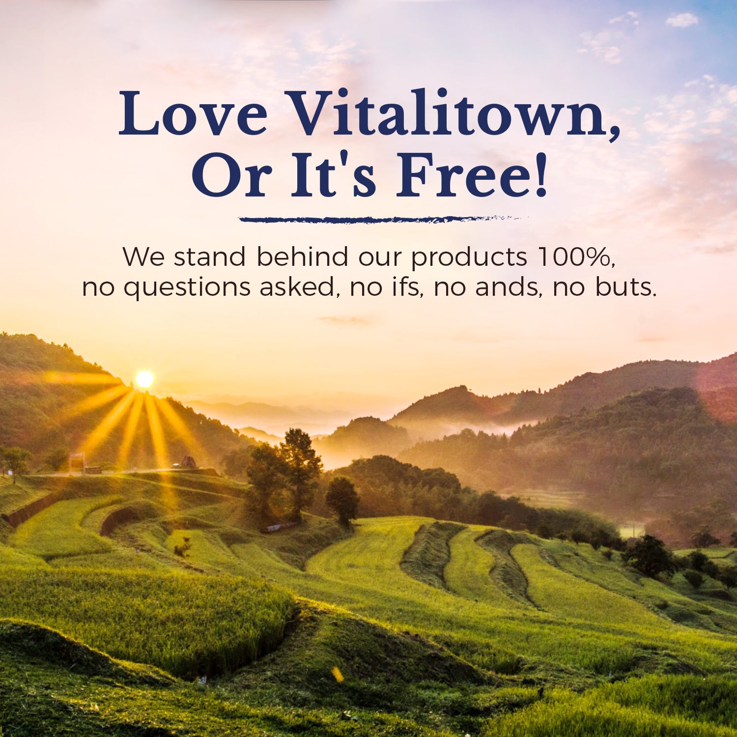 We stand behind our products 100%, no questions asked, no ifs, no ands, no buts.